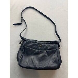 Vintage Etienne Aigner Classic Collection Dark Navy Blue Leather Purse Shoulder
